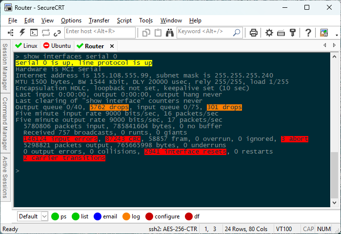 SecureCRT keyword highlighting